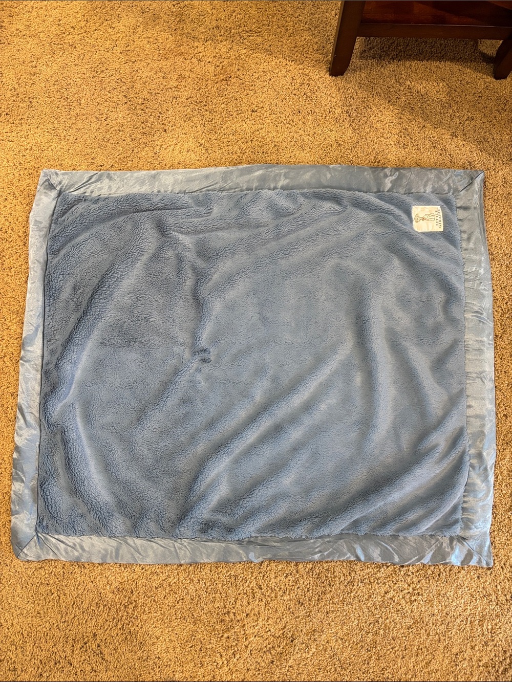 Little Giraffe Light Blue Plush Baby Blanket with Satin Trim